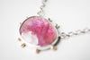 Ceres Pink Sapphire in Silver w/ Gold Granule Halo