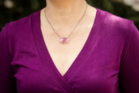 Ceres Pink Sapphire in Silver w/ Gold Granule Halo