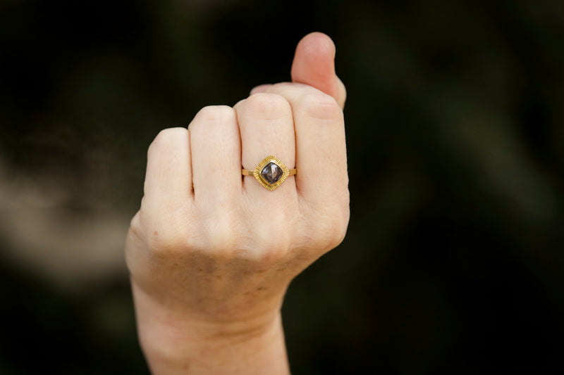 Sorento Salt & Pepper Diamond Ring in 18k Gold, 1.97 carat Diamond, Size 6 3/4