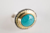 Paris White Water Turquoise Ring in 18k Gold & Silver - Size 6