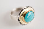 Paris White Water Turquoise Ring in 18k Gold & Silver - Size 6