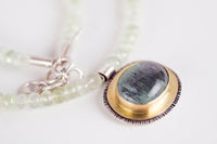 Paris Moss Aquamarine & Prehnite Pendant on Gemstone Strand