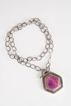 Cairo Raw Ruby Toggle Necklace in Silver