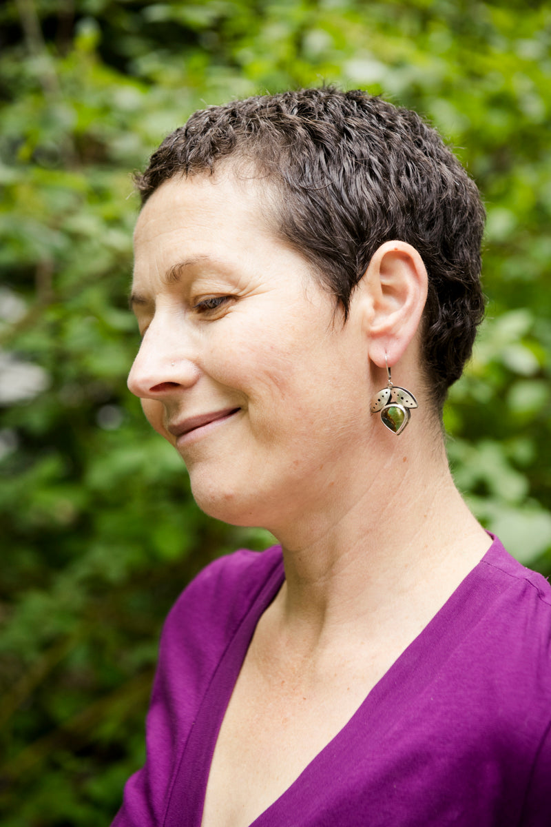 Foxglove Green Turquoise Earrings in Silver