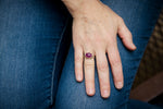 Hailey Pink Sapphire Ring in Silver w/ Gold Granule Halo - Size 6 3/4