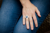 Catalonia Kyanite & Sapphire Ring in Silver & 18k Gold - Size 6 3/4,