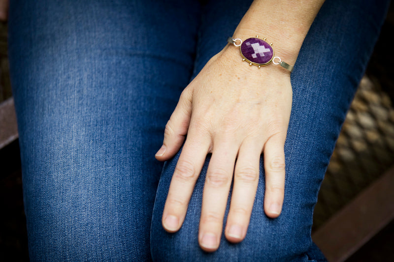 Chiron Ruby Tension Cuff in Solid Gold & Silver