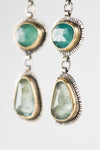 Tripoli Grandidierite & Moss Aquamarine Dangle Earrings on Hoops