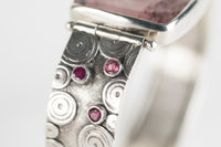 Attu Cherry Quartz, Tourmaline, Ruby & Rhodolite Garnet Cuff Bracelet