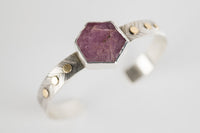 Geneva Raw Pink Sapphire Geometric Cuff Bracelet