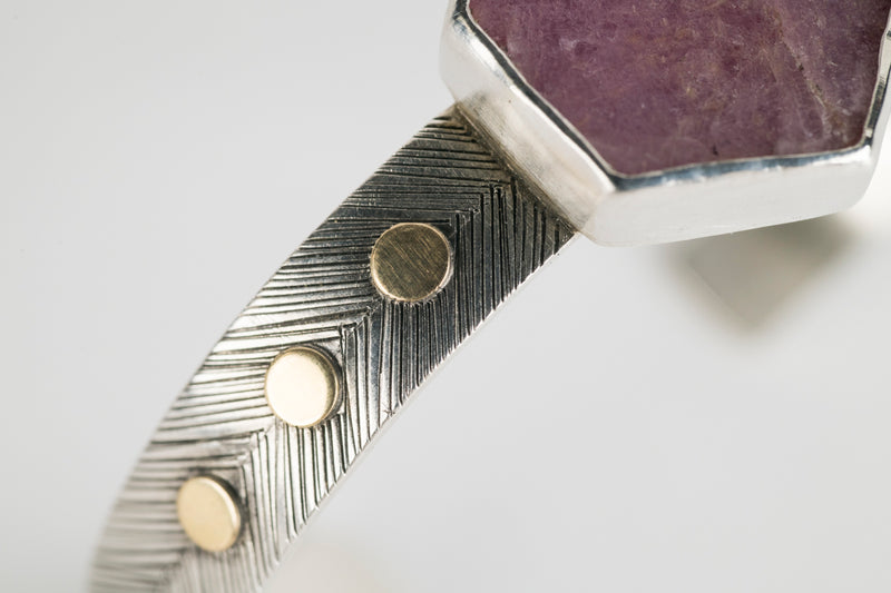 Geneva Raw Pink Sapphire Geometric Cuff Bracelet