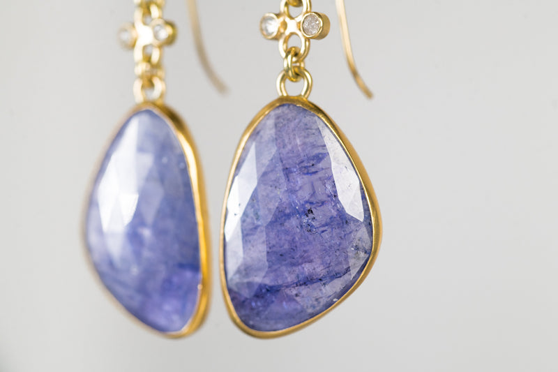 Jupiter Tanzanite & Diamond Earrings, One of a Kind