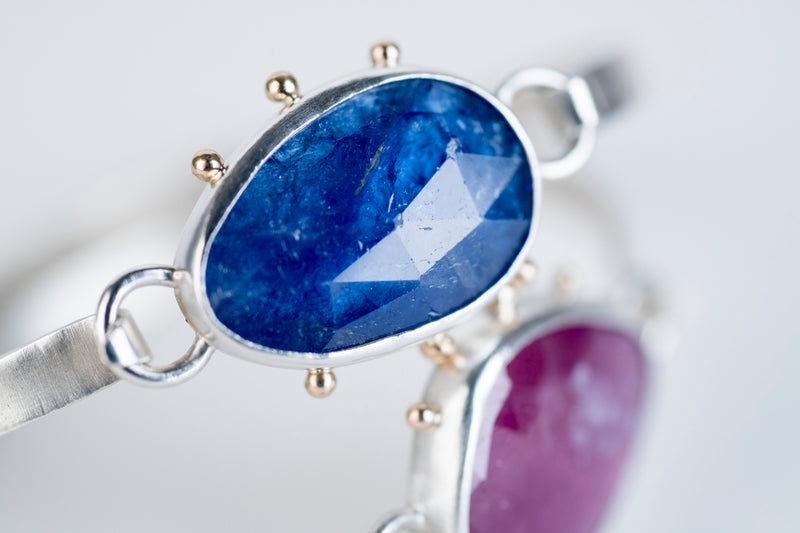 Chiron Tanzanite Tension Cuff in Silver & Gold