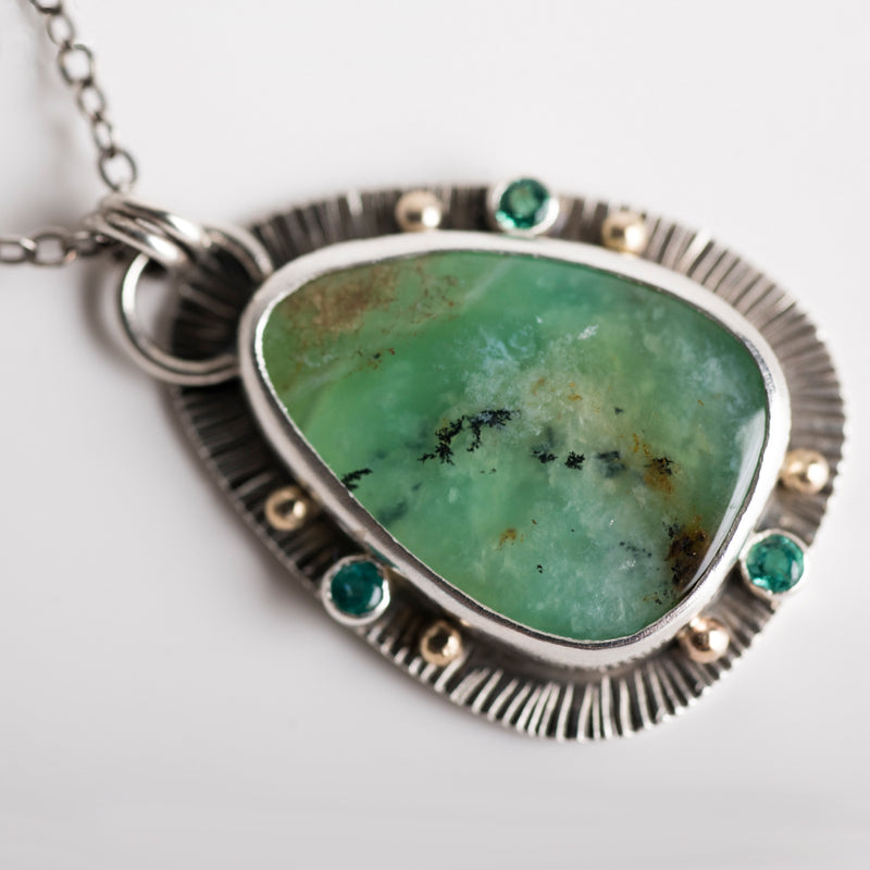 Nassau Chrysoprase and Emerald Pendant