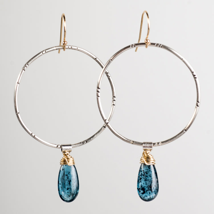 Lyra Teal Kyanite Earrings in 14k Gold & Silver