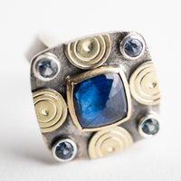 Catalonia Kyanite & Sapphire Ring in Silver & 18k Gold - Size 6 3/4,