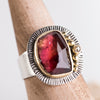 Leda Red Tourmaline & Champagne Diamond Ring - Size 7 1/2