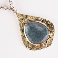 Mustique Moss Aquamarine Drop Pendant in 18k Gold & Silver