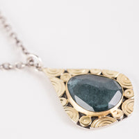 Mustique Moss Aquamarine Drop Pendant in 18k Gold & Silver