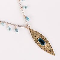 Antilles Indicolite Tourmaline & Blue Zircon Necklace in 18k Gold & Silver