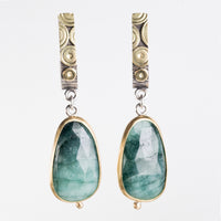 Bali Raw Emerald Hoop w/ Dangle Earrings