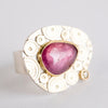 Madeira Pink Sapphire & Champagne Diamond Ring -Size 7 1/4