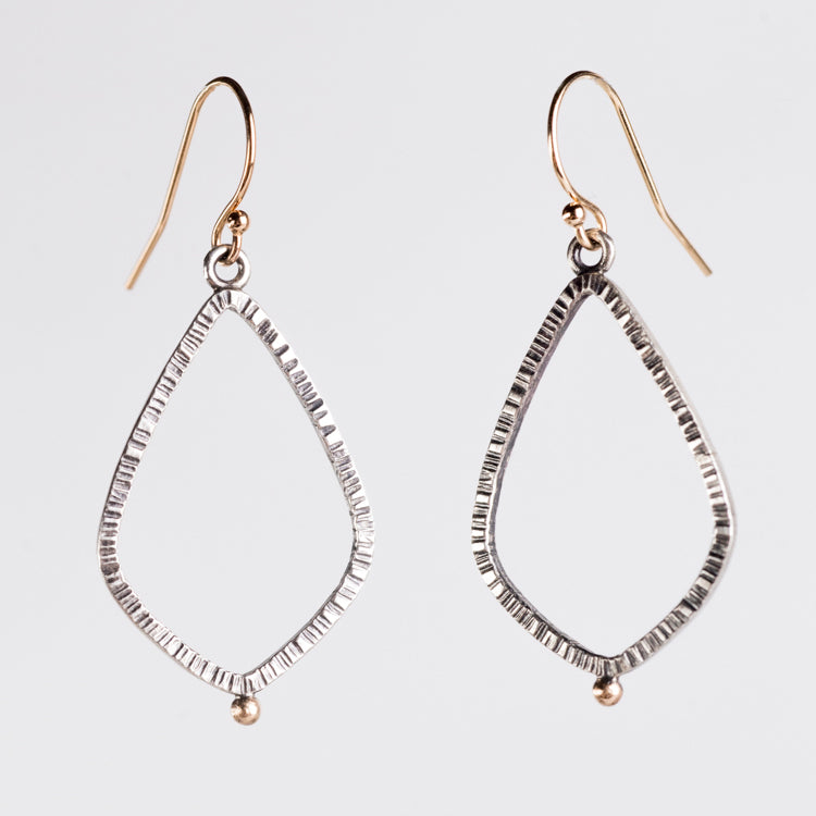 Orion Textured Teardrop Hoops in 14k Gold & Silver, Small