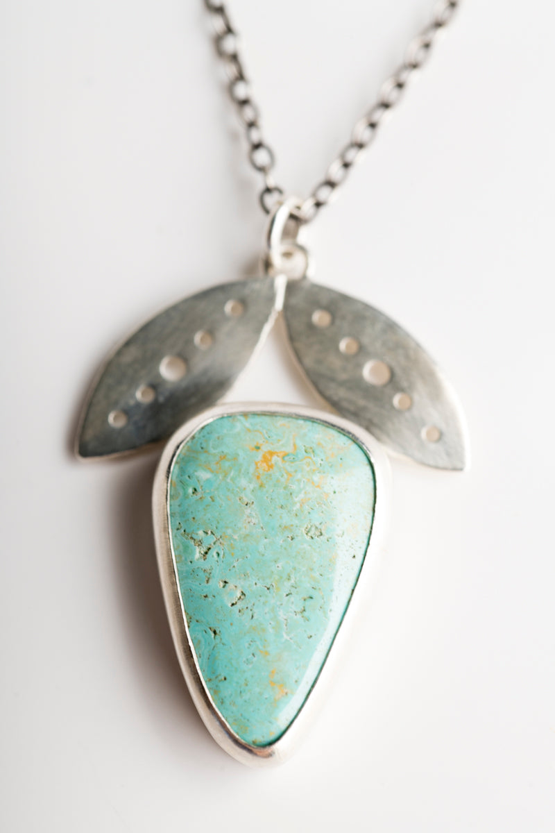 Foxglove Turquoise Pendant in Silver