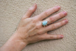 SAMPLE SALE - Hailey Larimar Ring in Silver Bezel, Size 7 1/2