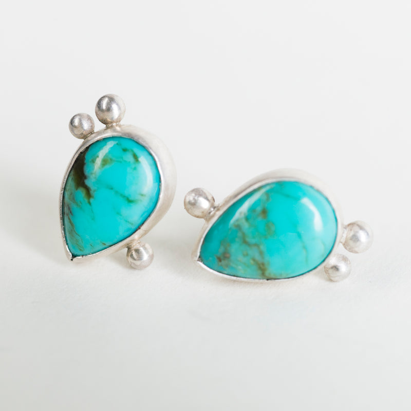 Hailey Turquoise in Silver Studs