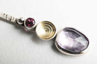 Brizo Long Earrings w/ Amethyst and Rhodolite Garne