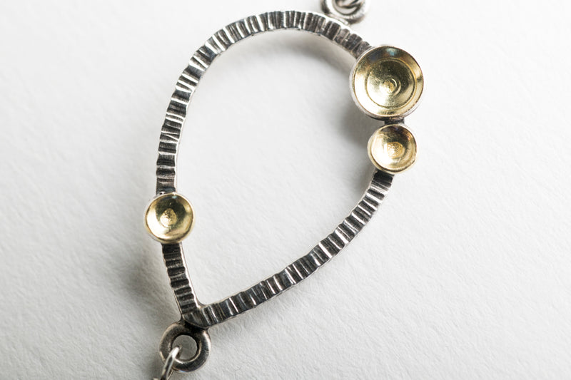 Galena Garnet Dangle Earrings in Silver w/ Gold Accents