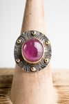 Galway Pink Sapphire Ring w/ 18k Gold & Sterling Silver, OOAK