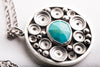 SAMPLE SALE - Siren Turquoise Seascape Medallion Necklace in Silver