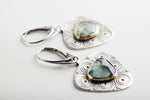Calais earrings w/ Moss Aquamarine in Silver & Gold