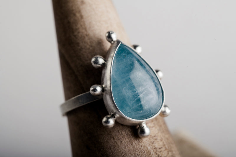 SAMPLE SALE - Hailey Aquamarine Ring in Silver - Size 6 1/2