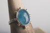 Hailey Aquamarine Silver & Gold Bezel set Ring w/ Gold Dots