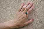 Hailey Teal Kyanite Ring in Silver w/ Gold Granule Halo