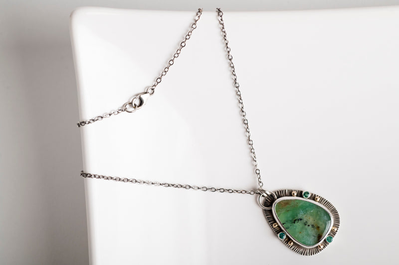 Nassau Chrysoprase and Emerald Pendant